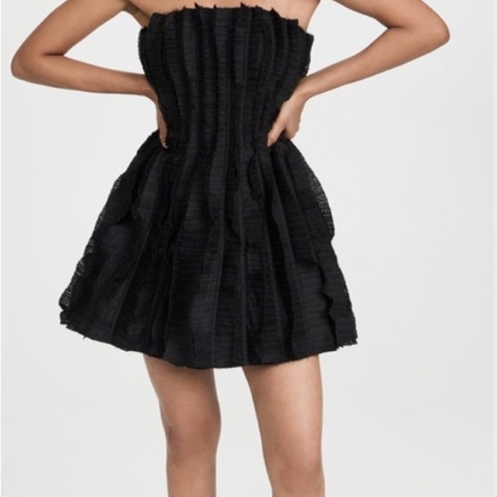 Aje Black Textured Mini Dress